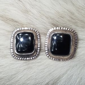 Dulce | Sterling Silver and Onyx Clip-on Earrings